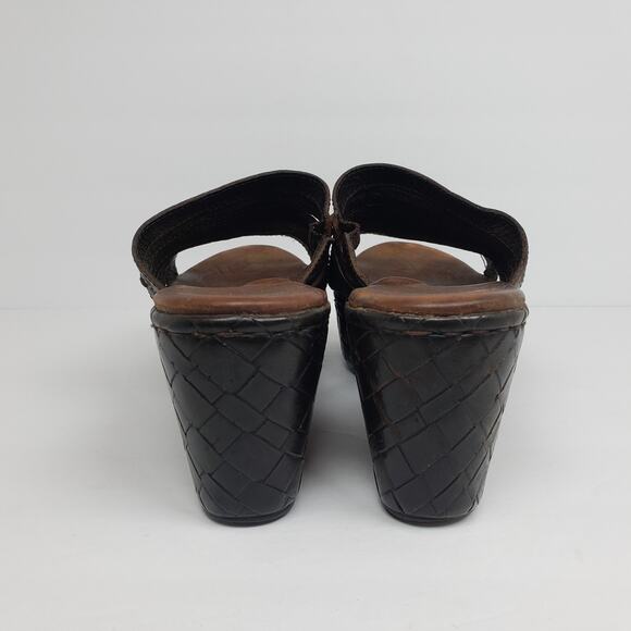 Born Ledisi Womens Size 10.5 Brown Leather Slip On Slide Platform Sandals - Picture 7 of 14